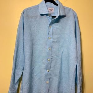 Mens Ledbury 17 1/2 x 34 long sleeve blue button up